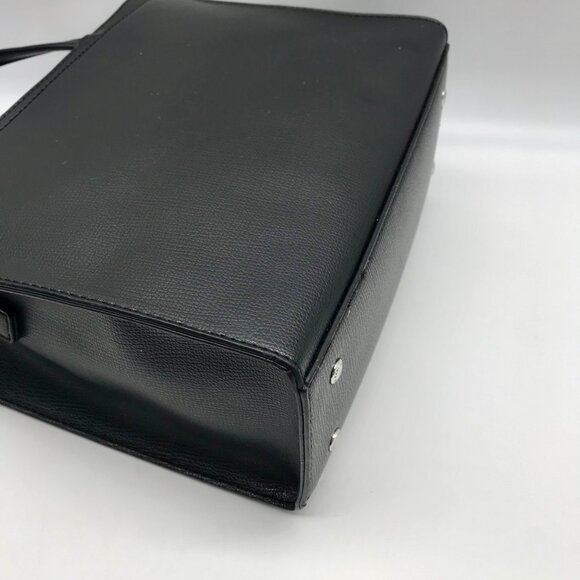 Karl Lagerfield Black Leather Paris Maybelle Convertible Satchel Bag - Picture 9 of 11